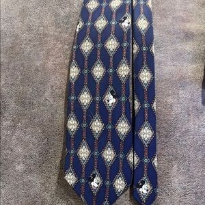 Mickey Inc necktie- Elegant Blue andCream Tie with Mickey Mouse face Accents.